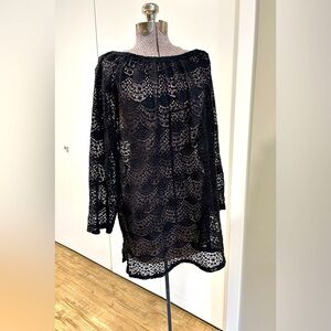 la Vie en Rose swimsuit cover bathing suit cover up Black crochet cotton Tunic